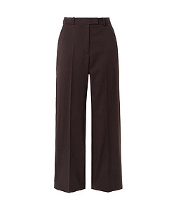 Pleated Twill Straight-Leg Trousers