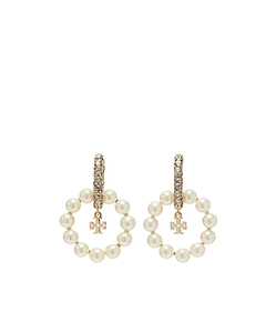 Tory Burch Moondance Embellished Hoop Earrings