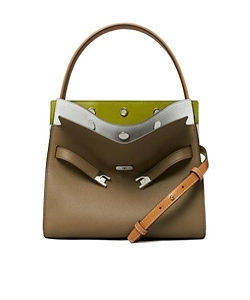Tory Burch Small Lee Radziwill Pebbled Colorblock Double Tote Bag