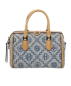 Tory Burch T Monogram Denim Petite Barrel Bag
