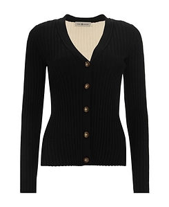 Two-Tone Ribbed Cardigan