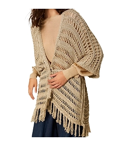 Knitted Fringed Poncho