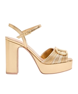Vlogo Signature Metallic Platform Sandal With Cornely Embroidery 115Mm
