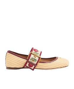 Valentino	Mary-Jane Bribri Cherryfic Embroidered Ballerina Shoes