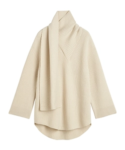 TotÊMe Attached-Scarf Ribbed-Knit Sweater