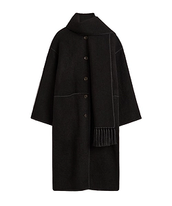 TotÊMe Attached-Scarf Patch-Pocketed Coat