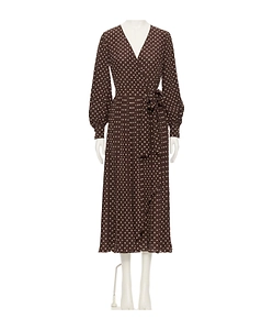 Polka-Dot Tie-Waist Midi Dress