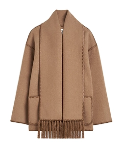 TotÊMe Buttoned Whipstitch-Trim Scarf Jacket
