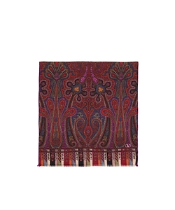 Paisley-Pattern Fringed Scarf