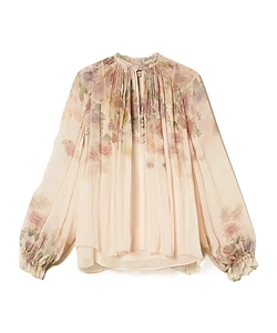 Twinset Pleated Sheer Floral Top
