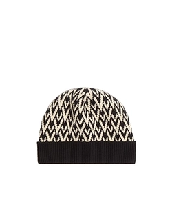 Patterned Ribbed Beanie Hat