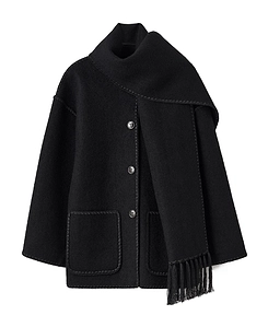 TotÊMe Dropped-Shoulder Fringed-Edge Scarf Jacket