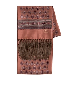 Valentino All-Over Patterned Fringed Edge Scarf