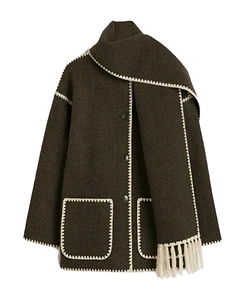 TotÊMe Fringe Detailed Long Sleeved Scarf Jacket