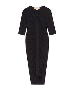 Valentino Bow Detailed Ruched Knitted Dress