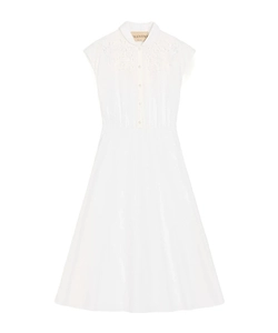 Valentino Embroidered Poplin Midi Dress