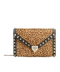 Valentino Garavani Rockstud Leopard Patterned Clutch Bag