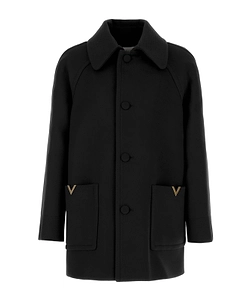 Valentino Logo Plaque Button-Up Coat