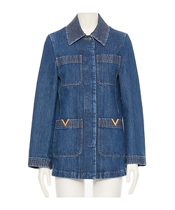 Valentino Logo Plaque Denim Jacket