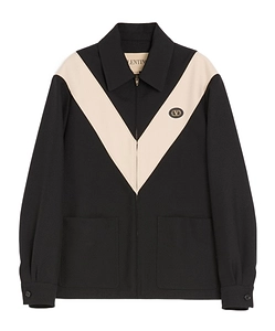 Valentino Logo Patch Zip-Up Overshirt