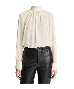 Vince Draped High-Collar Blouse