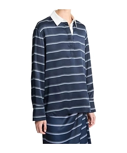 Vince Long Sleeve Striped Polo Shirt
