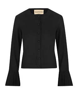 Valentino Pleated-Cuff Buttoned Cardigan