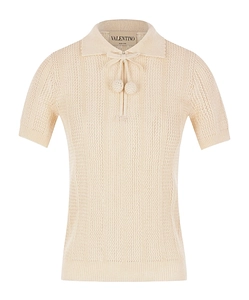 Valentino Pompom Detailed Knitted Polo Top