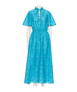 Valentino Ruffled Neck Laced Maxi Dress