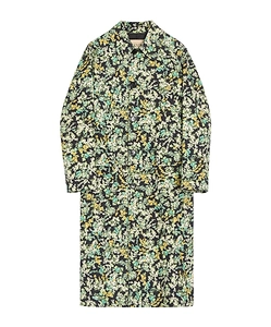 Valentino Single-Breasted Coat In Cotton Drill With Papier Floral Print
