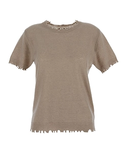 Raw-Cut Fine-Knit Top