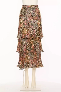 Valentino All-Over Floral Printed Ruffled Skirt