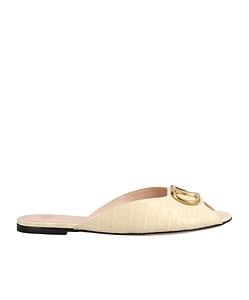 Valentino Vlogo Signature Embossed Slip-On Sandals