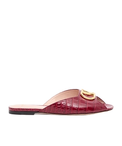 Valentino Vlogo Signature Embossed Slip-On Sandals