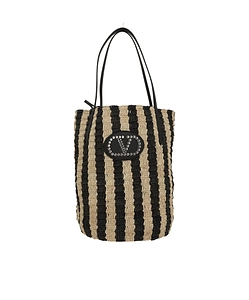 Valentino Vlogo Signature Striped Shopping Bag
