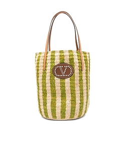 Valentino Vlogo Signature Striped Shopping Bag