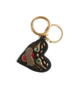Vg Coeur De Chat Bag Charm With Keychain In Nappa, Beads And Crystals
