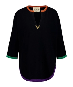 Valentino V Logo Trim Knitted Sweater