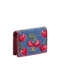 Vlogo Signature Denim Wallet With Cherryfic Embroidery