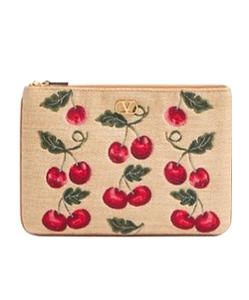 Valentino Vlogo Signature Cherryfic-Printed Zip-Up Clutch Bag