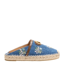 Vlogo Signature Mule In Denim With Floral Embroidery 25Mm