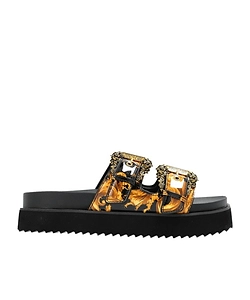 Versace Jeans Couture Buckle Embellished Barocco-Printed Sandals