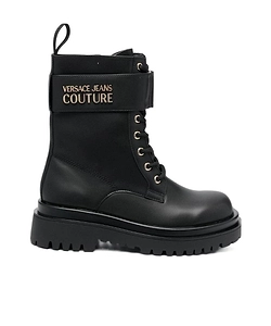 Versace Jeans Couture Logo Lettering Lace-Up Combat Boots