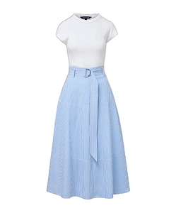 Belmar Mixed-Media Midi Dress