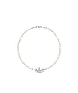 Orb-Plaque Pearl Necklace