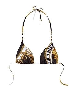 Barocco-Print Haterneck Bikini Top