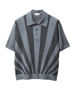 Embroidered Intarsia Wool Knit Polo