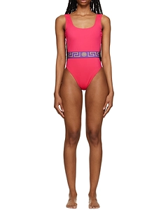 Versace Greca Low Back One-Piece Swimsuit