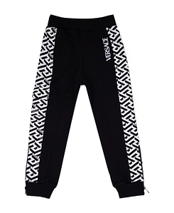 Versace Kids Greca Pattern Logo Embroidered Sweatpants
