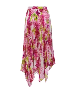 Printed Pleated Crepe Mid-Length Skirt